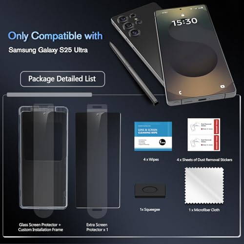 Image of SHILD (Pack of 2) Privacy Tempered Glass Screen Protector for Samsung Galaxy S25 Ultra (6.9-inch) | 9H Hardness | S-Pen Compatible | 100% Fingerprint Unlock | HD Clarity | Easy Installation Tray | Anti-Spy Privacy Protection