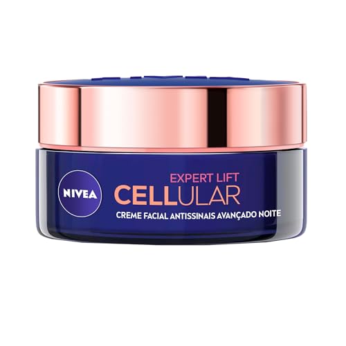 NIVEA Creme Facial Antissinais Cellular Lift Noite 50ml - Creme facial antissinais com bakuchiol puro, ativo revolucionário estimula a produção de colágeno e promove Regeneração Celular Noturna