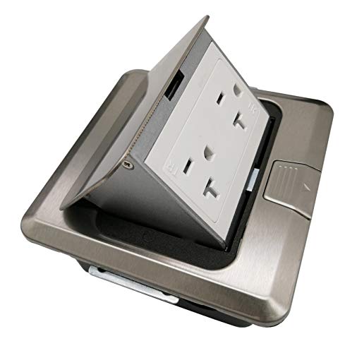 Pop Up Floor Box Countertop Box w/20A with Duplex Receptacle - Stainless Steel