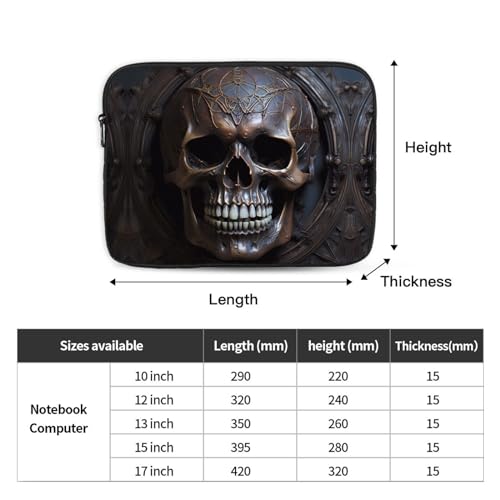 Copper-Colored Skull Laptop Sleeve Case 17 Inch Suitable For Notebook Computer Tablet Traveling Carrying Simple Case4