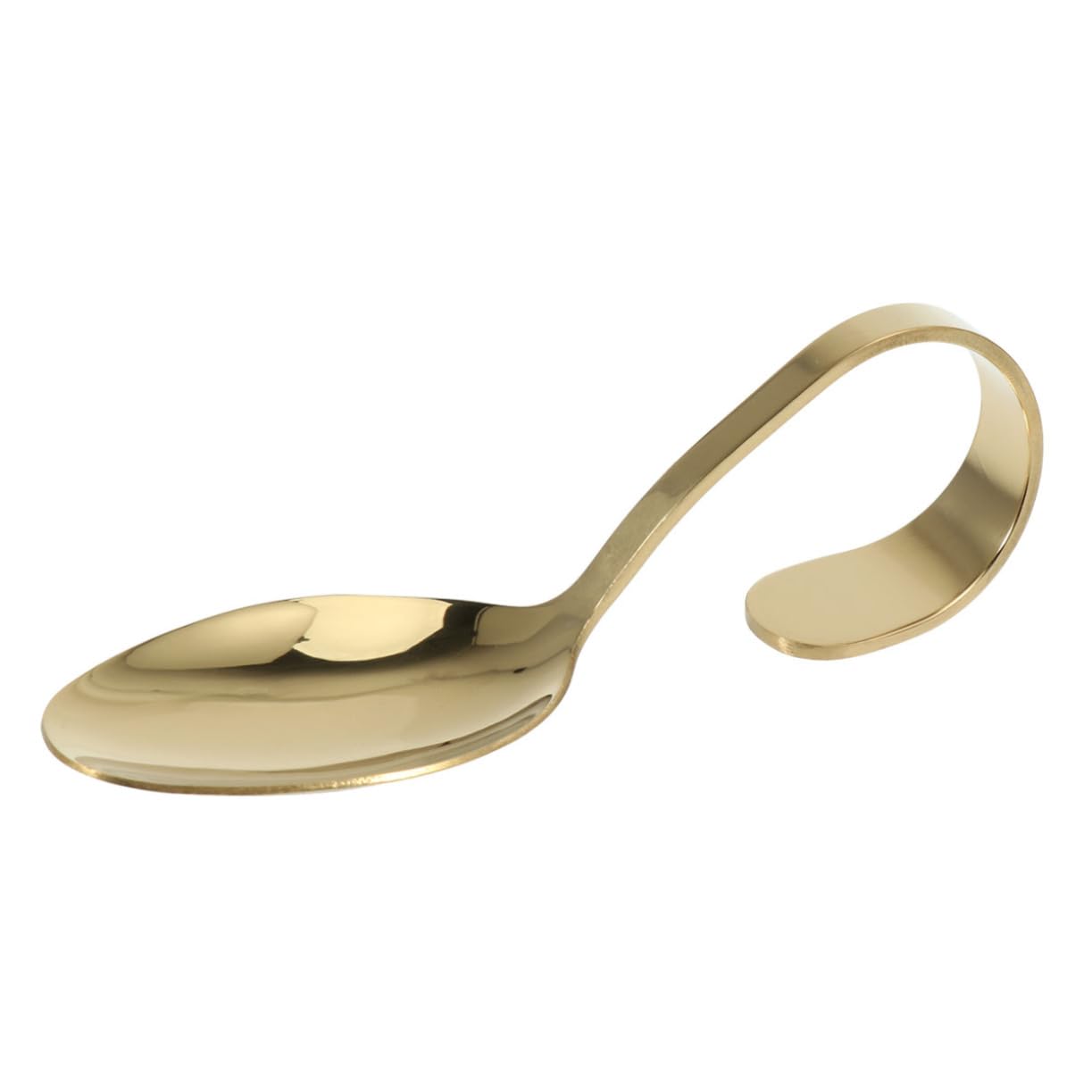 Garneck Stainless Steel Curved Handle Spoon Gold Serving Spoon Set Perfect for Hotel Buffet Events