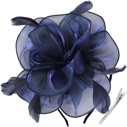 Image of DRESHOW Fascinators Hat Tea Party Headwear Ribbons Feathers on a Headband and a Clip for Women