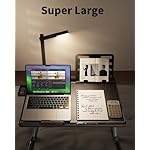 Laptop Bed Tray Desk with LED Desk Light, SAIJI Adjustable Laptop Stand for Bed, XX-Large PVC Leather Foldable Table with Book Stand,Wrist Rest, Extra Leg Room(Black) - Image 3