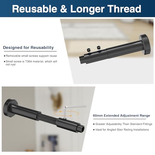 Image of Patented 1 /8 inch Swageless Invisible Cable Railing Kit Hardware for Stair Cable Railing System (Black, Terminal-24 Pack)