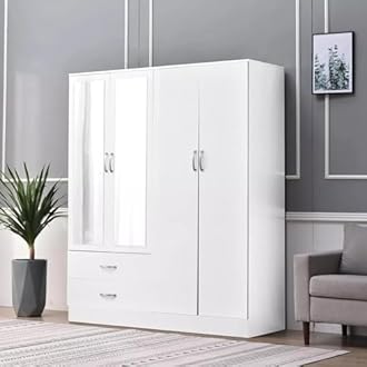 High Gloss 4 Door Wardrobe (White)