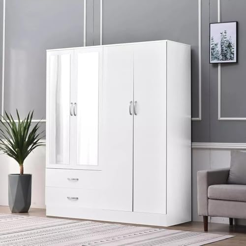 High Gloss 4 Door Wardrobe (White)