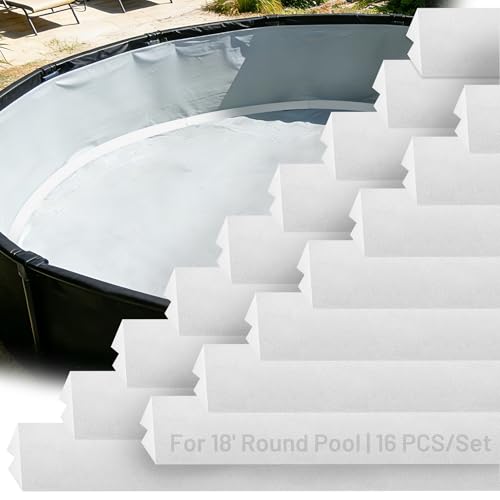 Peel and Stick Above Ground Pool Cove Foam 16 Pack 46.5-inch Liner Protection & Floor Support Made of High-Density Waterproof Foam for 18 Pools Easy to Install Above Ground Pool Accessories