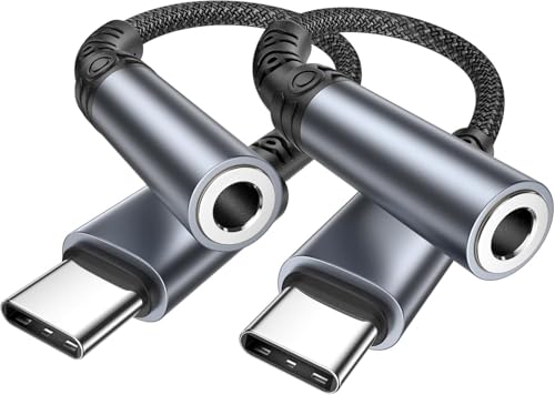 Adapter USB C auf Klinke, 2 Pack USB C auf Klinke 3.5 Kopfhörer Audio Adapter USBC Kopfhörer Adapter für i Phone 16e/16/16 Pro Max/16 Plus/15/15 Pro Max/15 Plus, iPad, Samsung S25/S24/S23/S22/S21/S20