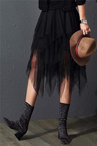 Geagodelia Tule rok dames meisjes elegant zacht knielang / lange zomerrok vintage tutu ruches tule rok one size 36/38/40 F-47737 - Image 4