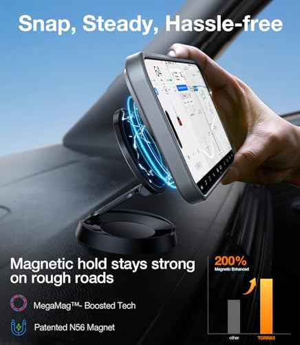 Image of TORRAS Strong Magnetic & Seamless Stand Case for iPhone 16 Pro Max, Fit for MagSafe, Military Grade Drop Protection, Adjustable Kickstand, Slim Frosted Matte Grey