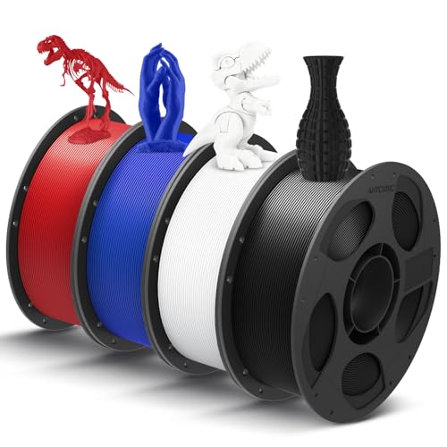 ANYCUBIC PLA Filament 1,75mm, Refill PLA und Spool Kit, 3D Drucker Filament PLA, Vakuumverpackung, Intelligente Identifikation, 4KG Schwarz Weiß Blau Rot