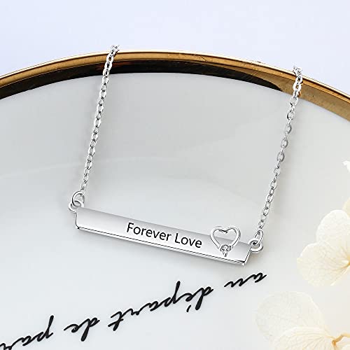 Collier prénom bar avec cœurs en argent pour femme - 3