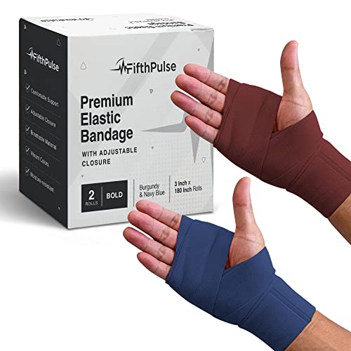 Elastic Bandage Wrap For Wounds, Self-Closure - 3" X 180" Compression Bandage Medical Wrap - (2) Breathable & Moisture Resistant Elastic Wrap Bandages For Foot, Leg, Arm, & Body Sprains #TOP21