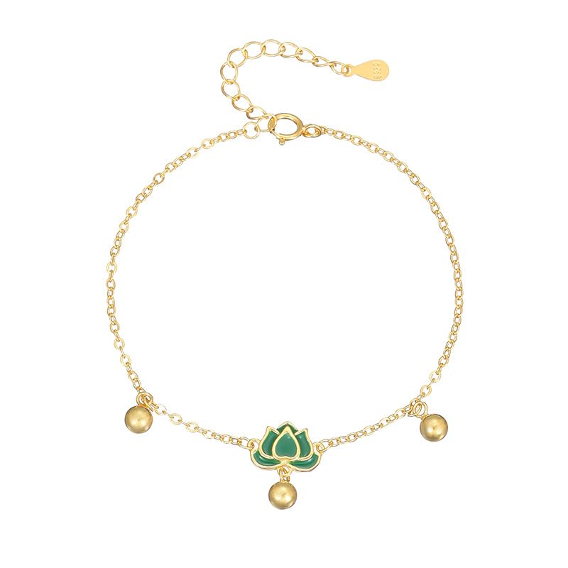 Pulsera de plata de ley 925 con hebilla ajustable y diseño de loto de marea nacional china, joyería energética para mujer