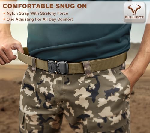 Image of BULLIANT Men Stretch Tactical Web Belt MultiPack 1.5 inch-Adjustable Fit | Smooth Sliding for Micro Fit - Tailored for Exact Size-Holeless for Golf Jeans or Casual