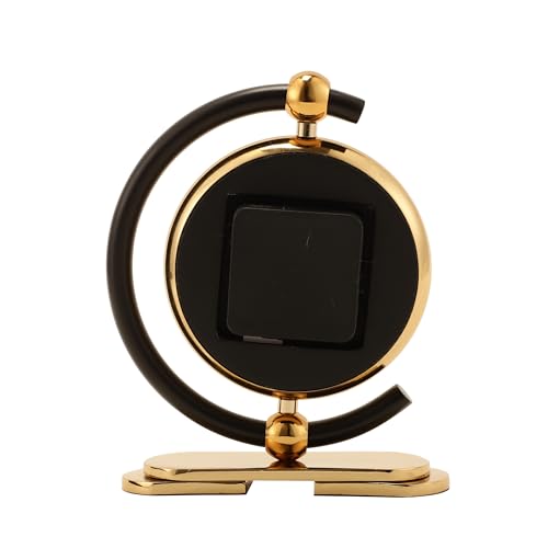 Image of Decor de Maison Brings Handcrafted Aleksi 3 Mini Table Clock for KidsRoom, Living Room, Bedroom, Study Table| Classic Non-Ticking Tabletop Battery Operated Analog Desk Clock in Gold & Black (15x5x8cm)
