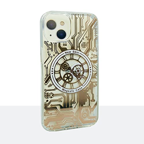 Image of AIBEX Mechanical Series Compatible with Apple iPhone 13 Slim Full-Body Stylish Protective Polycarbonate Case with Built-in Screen Protector Gold