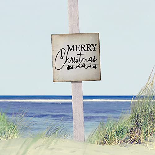 Plaque bois Merry Christmas pour décoration extérieure de Noël
