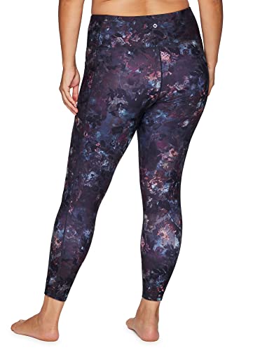 Rbx Women's Plus Size Squat Proof Floral Print Legging With Pockets Dancing Leaves 2X #TOP1