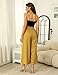 Hooever Women's Cotton Linen Culottes Pants Elastic Waist Wide Leg Palazzo Trousers Capri Pant (Yellow-XL)