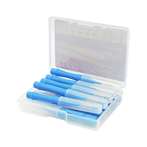 HEALLILY Interdental Brush Cleaner Interdental Slim Brush Toothpick Tooth Flossing Head Oral Dental Care Supplies 10pcs (Blue)