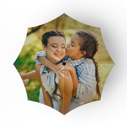 CanvasChamp - CanvasChamp Custom Umbrella with Photo & Text - Personalized Folding Umbrella for Sun, Rain & Travel (Without Cover, 48")