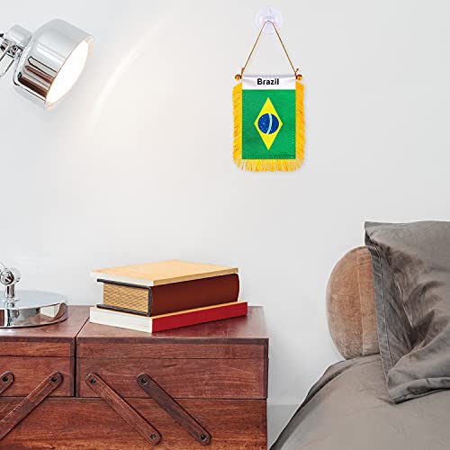 Decoración de espejo retrovisor con bandera brasileña pequeña 8