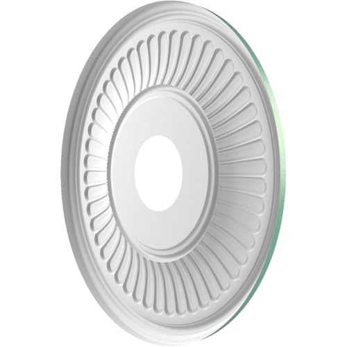 Image of Ekena Millwork CMP16BEFSM Berkshire Thermoformed PVC Ceiling Medallion (Fits Canopies up to 7 inch), 16 inchOD x 3 1 /2 inchID x 1 inchP, Universal Pearl Metallic Sea Mist