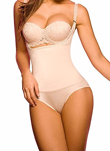 DeepTwist Mujeres Corsé para Mujer Figura, Quita Desde Atrás Body Fija Moldeadora Posparto Cintura Ajustable Sin Costuras Cómoda Bodysuits, UK-DT7095-Beige-2XL