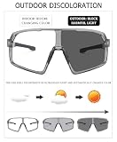 Long Keeper Fotochromowe okulary przeciwsłoneczne do jazdy na rowerze górskim, okulary do jazdy na rowerze górskim, dla kobiet, mężczyzn, przezroczyste, sportowe okulary przeciwsłoneczne do biegania