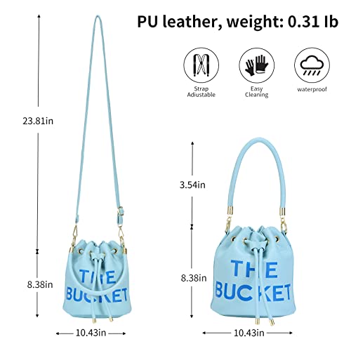 Image of JQAliMOVV Mini Leather Bucket Bags for Women Drawstring Bucket Purse Crossbody Handbags Hobo Bag