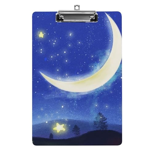 Planchette à pince A4 bleu étoile et lune pour le bureau et l'école