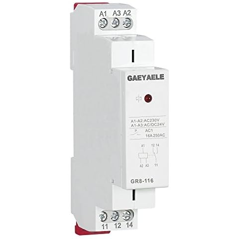 GAEYAELE GR8 AC DC 12V 24V 48V Intermediate Relay Auxiliary Relay 8A 16A SPDT RELAYS (GR8-116,AC/DC 24V) Cover