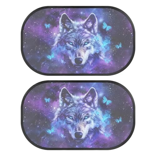 Renewold Kids Car Window Shade for Boys Girls Automotive Interior Sun Protection Wolf Butterflies Sun Shade for Car Window Baby Blocks UV Rays Car Window Covers Curtains Auto Accessories 2 Pack
