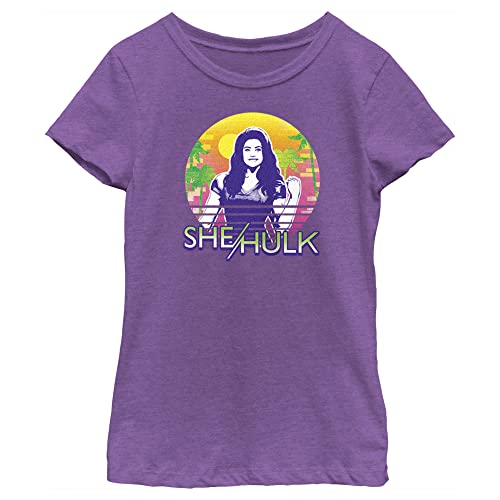 Marvel Girl's She-Hulk Blocky Retro Sunset T-Shirt