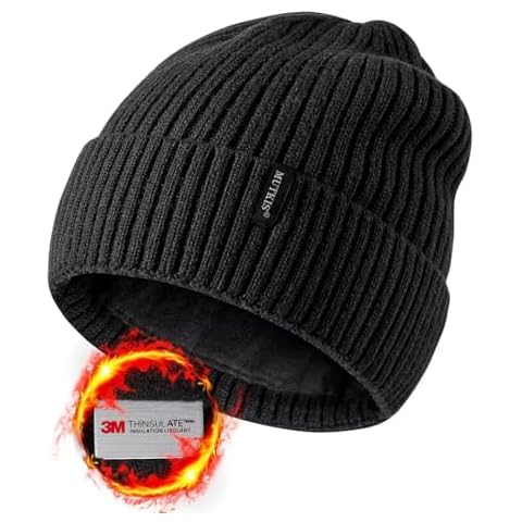 30% Merino Wool Beanie Hats for Men and Women, Thick Thermal Lined Winter Skull Caps Cover