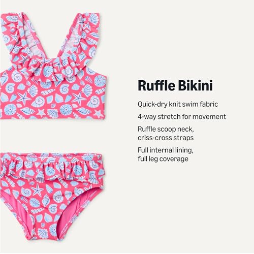 Image of Amazon Essentials Girls' Ruffle Two-Piece Bikini Swim Set