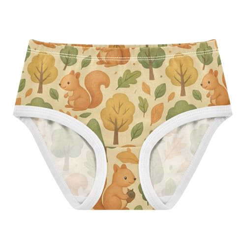 Joisal Cute Squirrels Beige Panties Little Girl Toddler Girls Underwear Cotton Colorful Kids Undies Briefs 2t