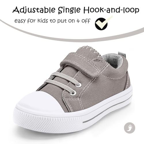 K KomForme Toddler Shoes Boys Girls Canvas Sneakers, Size 7 Toddler, Grey