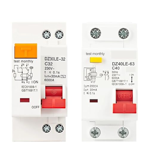 Disjoncteur différentiel 1P+N coupure automatique contre surintensité 230V DZ40LE