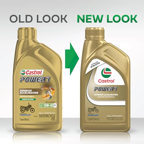 Castrol 06112 Power1 10W-40 Synthetic 4T Motorcycle Oil (1 Quart Bottle) - Pack of 6