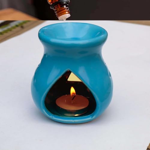 Image of Pure Source India Ceramic Aroma Burner (Set of 1, Sky Blue)
