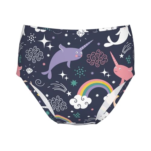 Lovely Narwhal Pattern Girls' Underwear Soft Cotton Little Girls Panties Comfort Briefs - Main Image