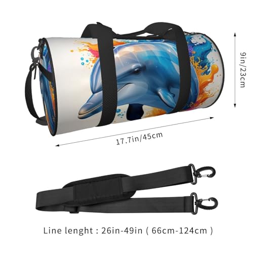 Dolphin Printed Travel Bag,Round Personal Item Storage bag,Foldie Duffel Bag for Traveling Vacation,Fitness,Sports4
