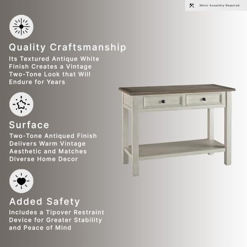 Signature Design by Ashley Bolanburg Farmhouse Sofa Console Table, White | Two-tone wood console, 22-inch deep storage, 2 smooth drawers, Made of veneers, wood and engineered wood - image 5