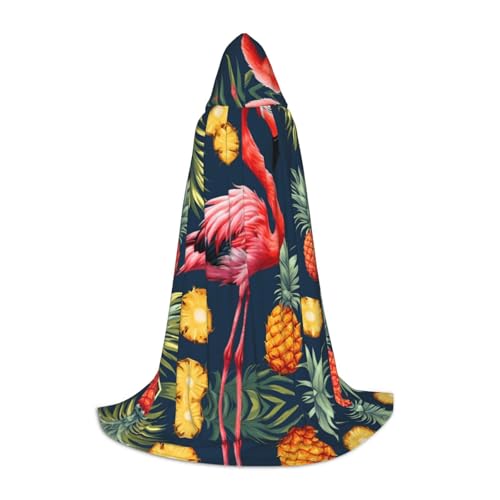 Cape médiéval Halloween imprimé flamant rose ananas costume adulte unique