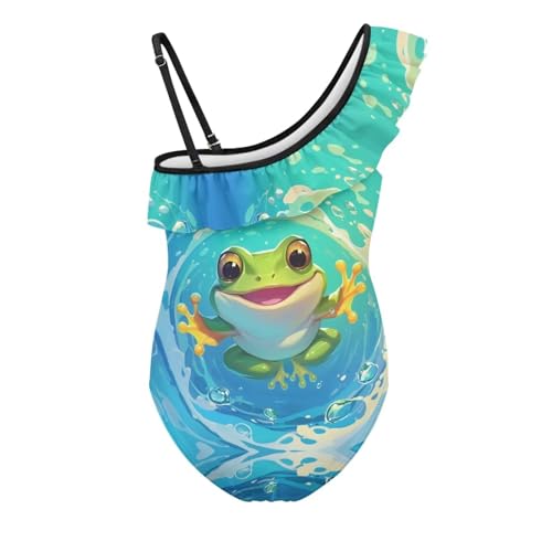 Image of Girls One Piece Swimsuits Size 3-14 Trendy Ruffle Bathing Suit Casual Hawaiian Summer Beach Swimwear