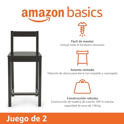 Taburete negro de Amazon Basics, fácil de montar, con diseño cómodo y construcción robusta