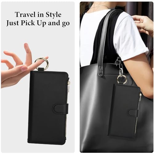 Asuwish Phone Case for Samsung Galaxy S23 Ultra 5G Zipper Wallet with Tempered Glass Screen Protector Crossbody Strap Card Holder Cell Cover S23Ultra 23S S 23 23Ultra 6.8 inch Women Girls Black by Asuwish - Used condition - Image 7