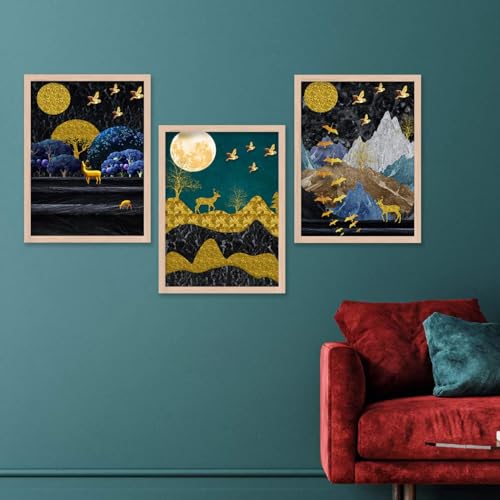Image of kotart Modern Wall Art Framed Painting for Wall Decoration - Wall Paintings for Living Room, Bedroom - Big Size Wall Painting - Set of 3 - D (Art 9, 19x25 inch)